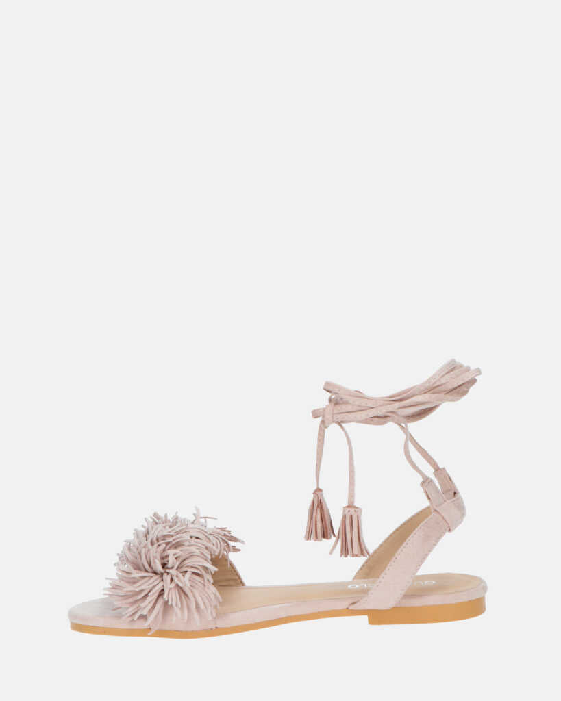 VALERY - sandali in camoscio beige con lacci