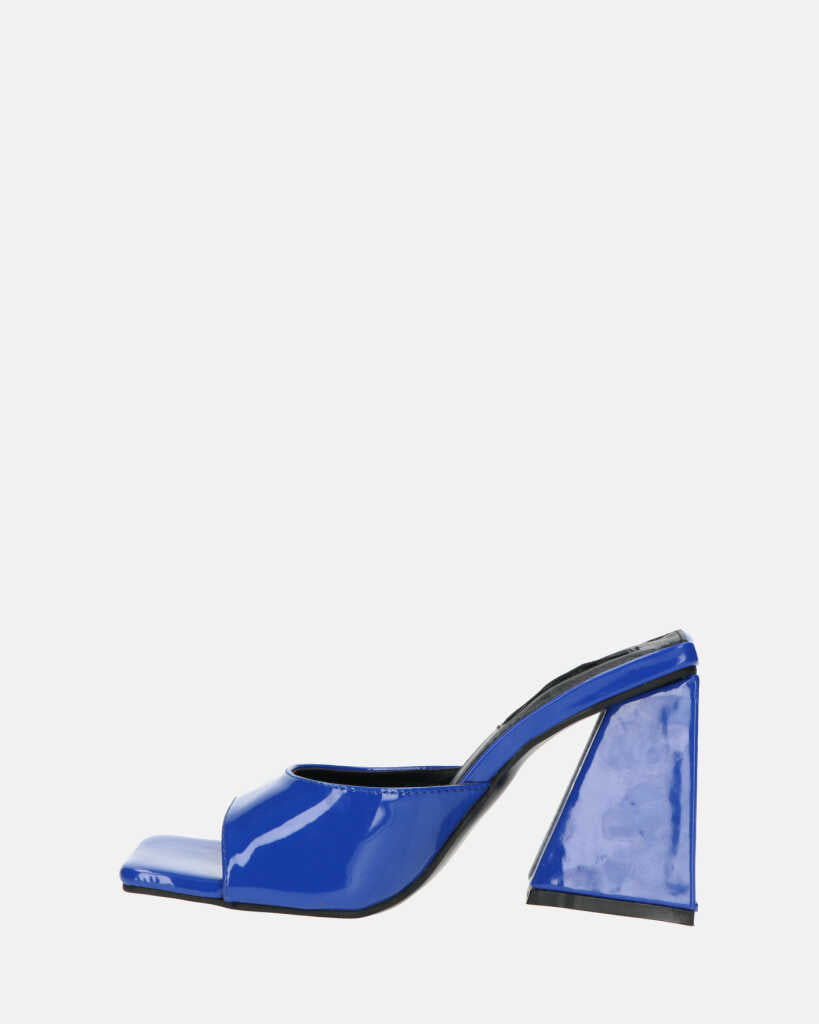 MILEY - sandales en glassy bleu à talon carré