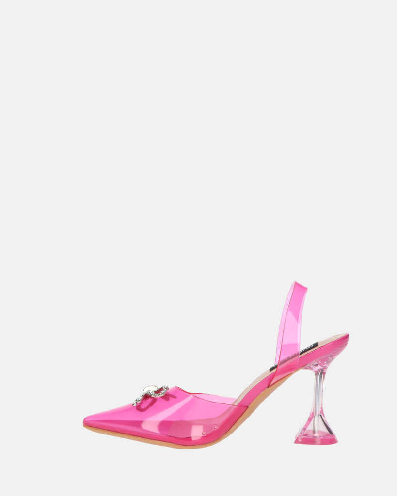 CONSUELO - tacchi in perspex fucsia con decorazioni in punta