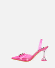 CONSUELO - tacchi in perspex fucsia con decorazioni in punta