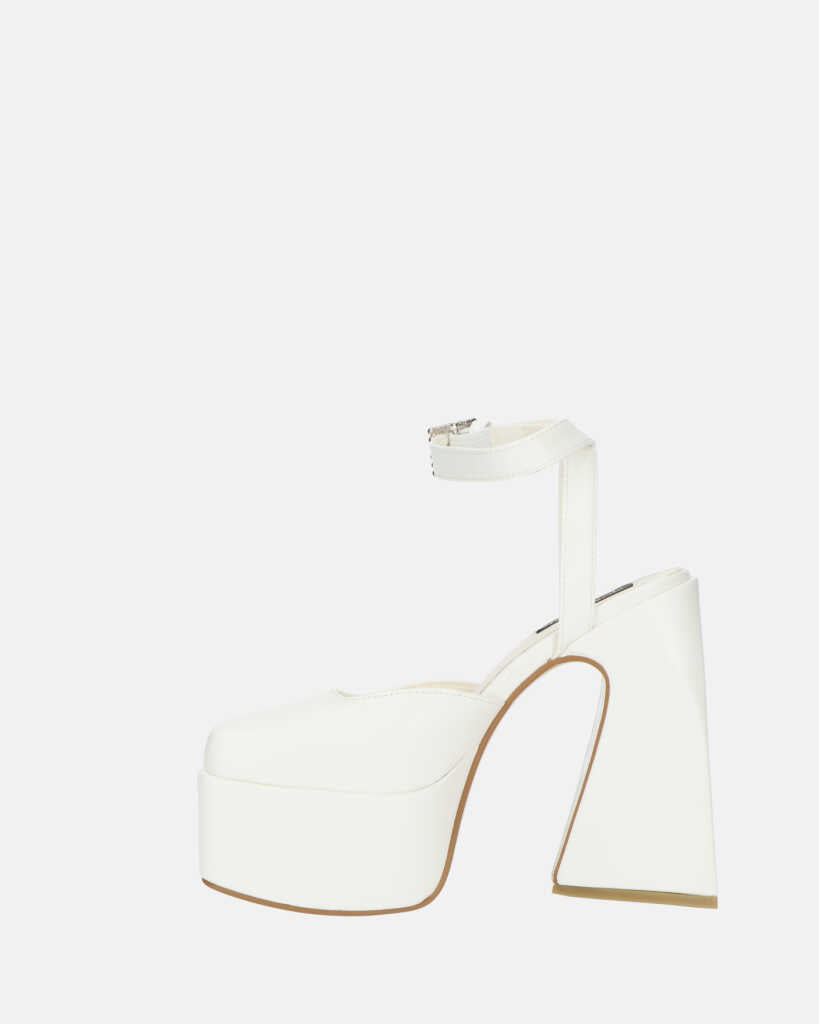 ELEANOR - scarpe bianco chiuse in punta con tacco e cinturino