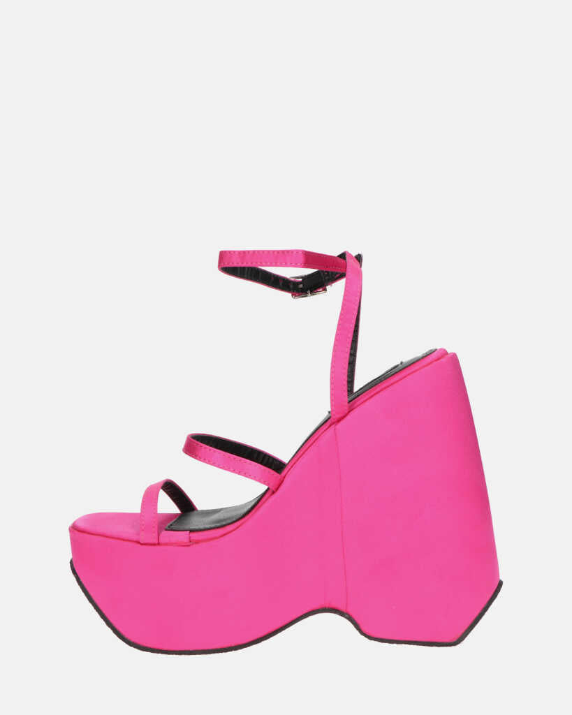 MARIMAR - sandali con zeppa in lycra fucsia