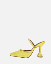 PERAL - scarpa con tacco in glitter giallo con gemme