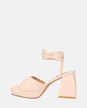 TOMI - sandali beige con lacci e tacco squadrato