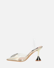 KENAN - scarpe in perspex oro con decorazione di gemme in punta