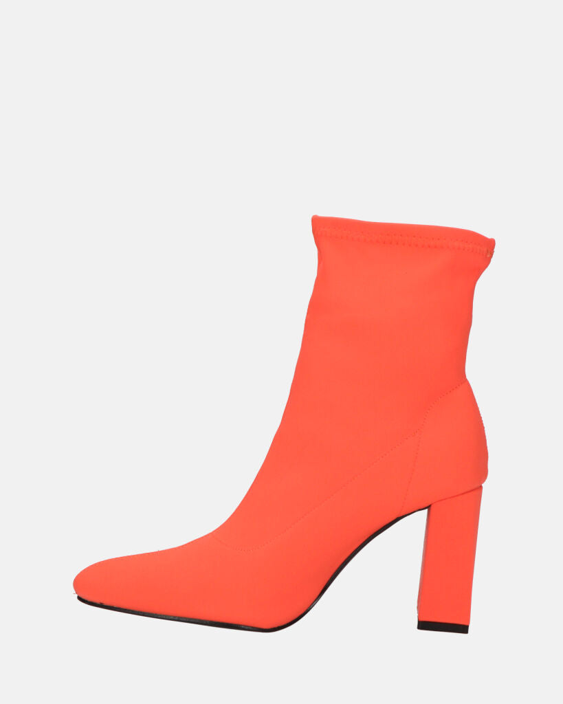 MARGOT - stivaletti in lycra arancione con tacco