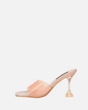 FIAMMA - sandalo con tacco in perspex beige con suola in PU