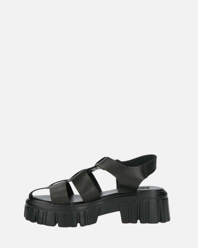 MACKENZIE - sandali platform con cinturini in ecopelle nera