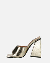 BUKET - sandali con tacco in oro pitonato