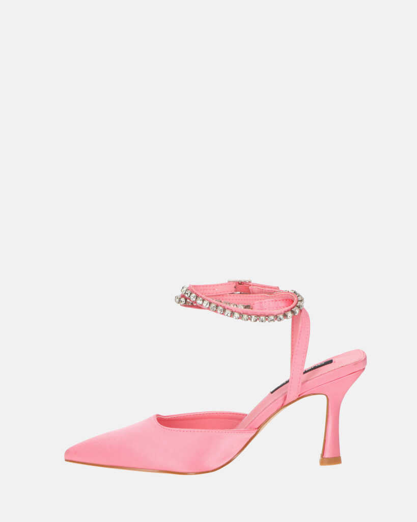 DORIS - scarpe con tacco il lycra rosa chiaro e gemme sul cinturino