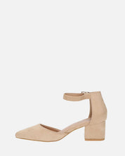 GINNY - sandalo in camoscio beige con tacco