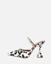 PERAL - scarpa con tacco in leopardato bianconero con gemme