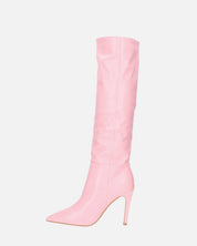 LOLY - stivale con tacco in pitonato rosa