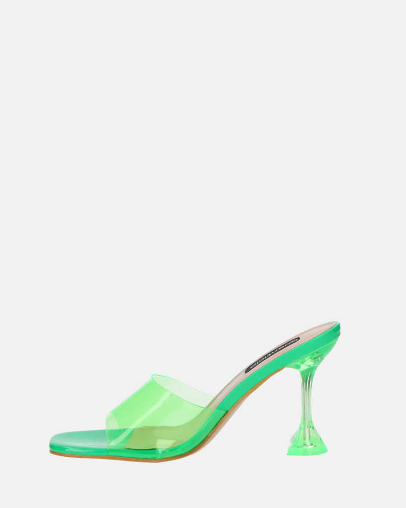 FIAMMA - sandalo con tacco in perspex verde con suola beige