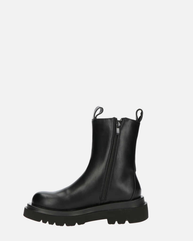 FEBE - chaussures noires avec élastique en simili cuir