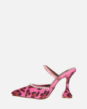 PERAL - scarpa con tacco in leopardato rosa con gemme