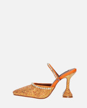 PERAL - scarpa con tacco in glitter arancio con gemme