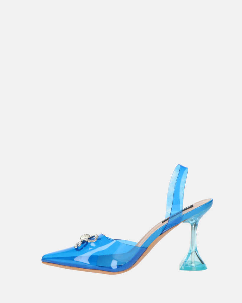 CONSUELO - tacchi in perspex blu con decorazioni in punta