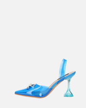 CONSUELO - tacchi in perspex blu con decorazioni in punta