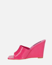 MARGHERITA - sandales compensées en glassy fuchsia crocodile