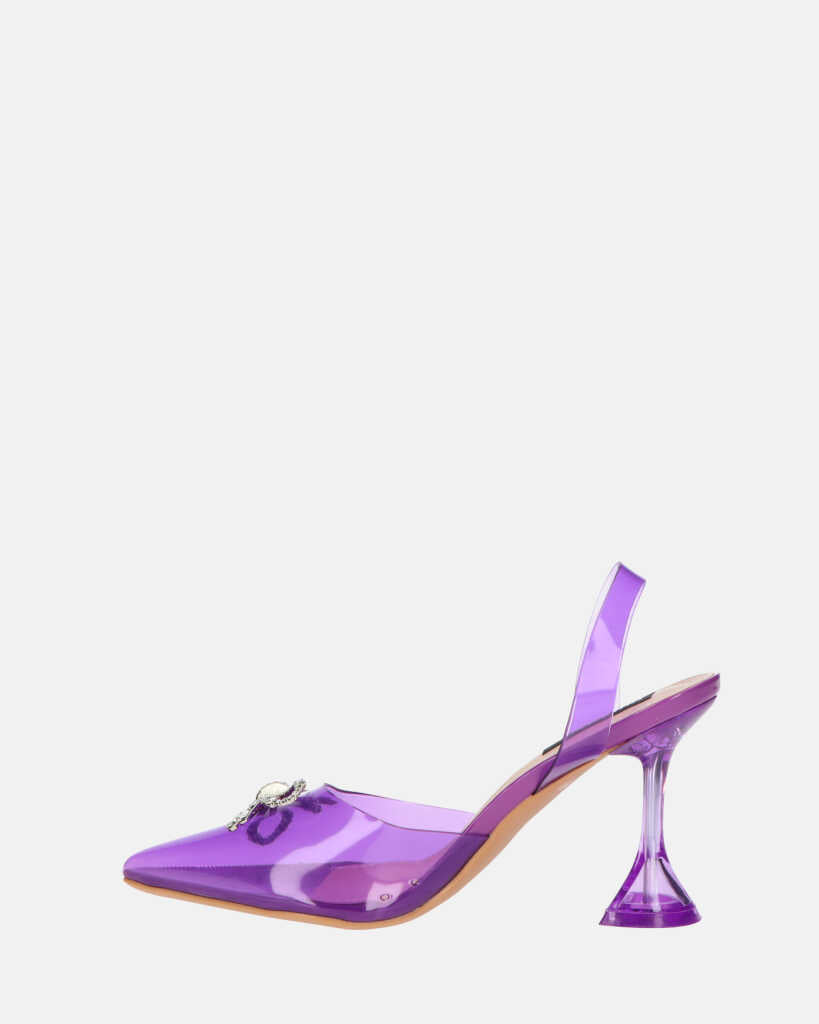 CONSUELO - tacchi in perspex viola con decorazioni in punta