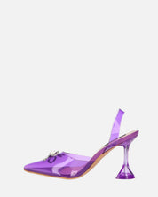 CONSUELO - tacchi in perspex viola con decorazioni in punta