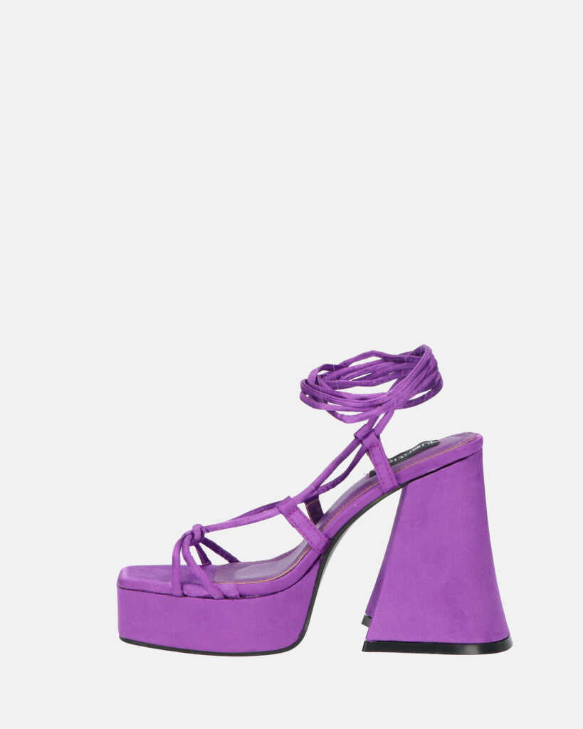 LORINA - sandali con tacco e platform in lycra viola