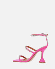 TAHLA - sandalo con tacco rosa e gemme in silver