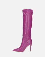 LOLY - stivale con tacco in coccodrillo viola
