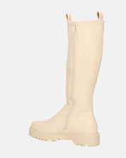 ARIANNA - stivali alti beige con banda elastica e cerniera