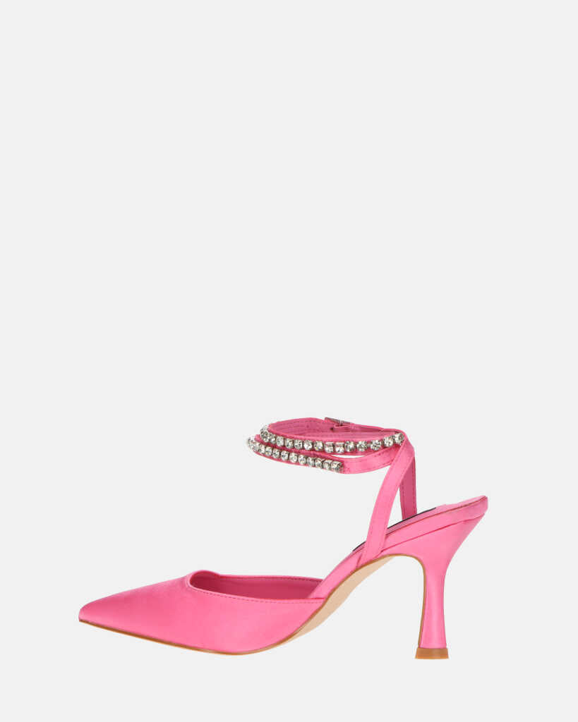 DORIS - scarpe con tacco il lycra rosa e gemme sul cinturino