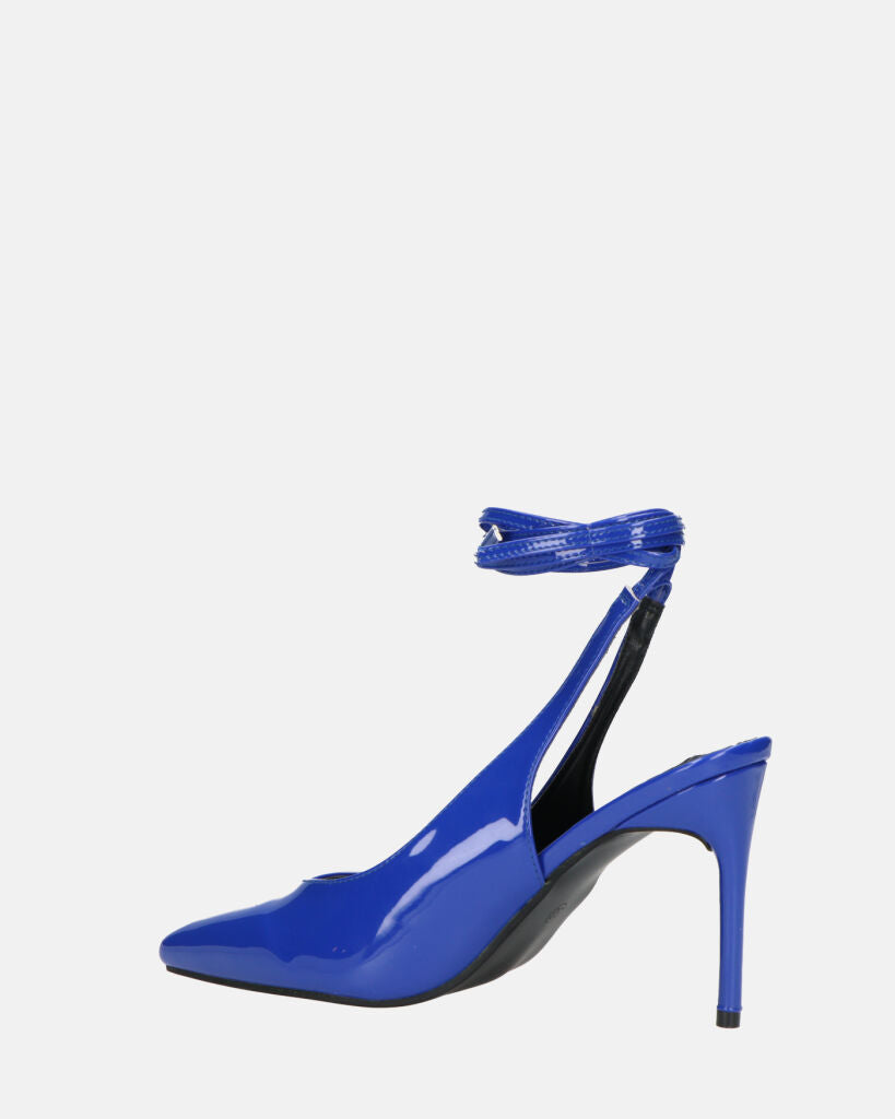 ADENIKE - décolleté con lacci in glassy blu