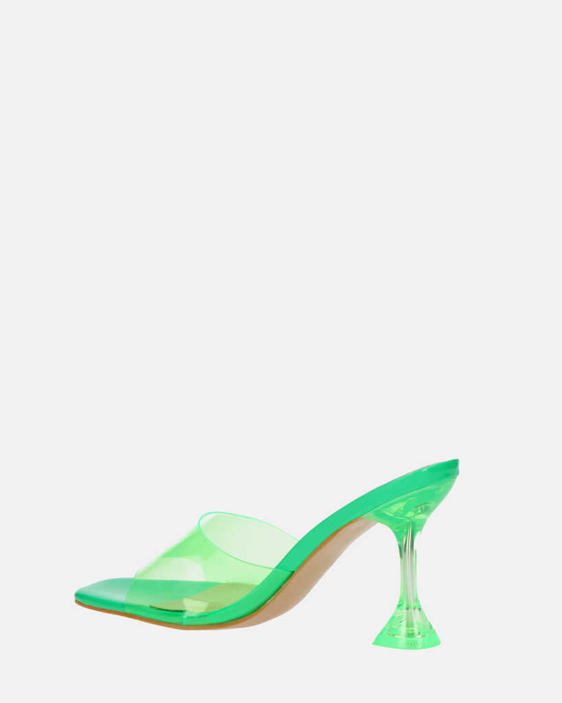 FIAMMA - sandalo con tacco in perspex verde con suola beige