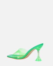 FIAMMA - sandalo con tacco in perspex verde con suola beige