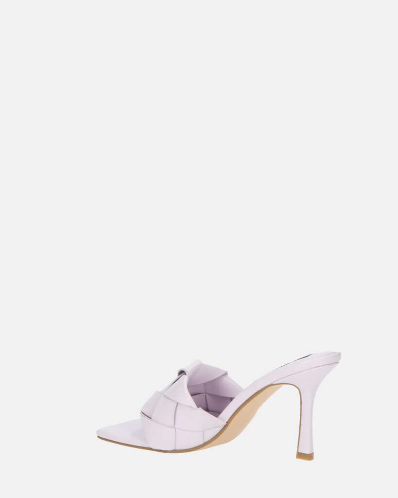 ENRICA - sandale en cuir tressé violet avec talon