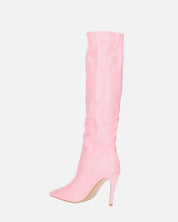 LOLY - stivale con tacco in pitonato rosa