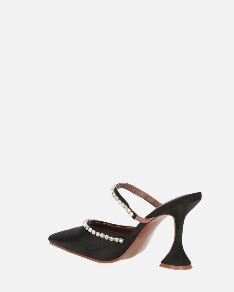 PERAL - scarpa con tacco in nero lycra con gemme