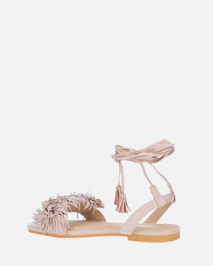 VALERY - sandali in camoscio beige con lacci
