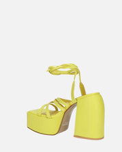 GILDA - sandali con tacco in ecopelle gialla con lacci