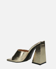 BUKET - sandali con tacco in oro pitonato