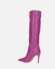 LOLY - stivale con tacco in coccodrillo viola