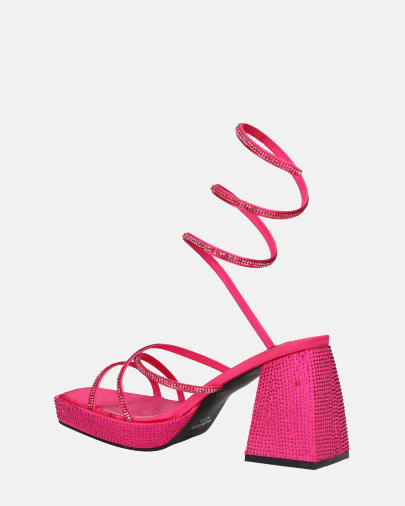 AZUKA - sandales fuchsia à talon et spirale