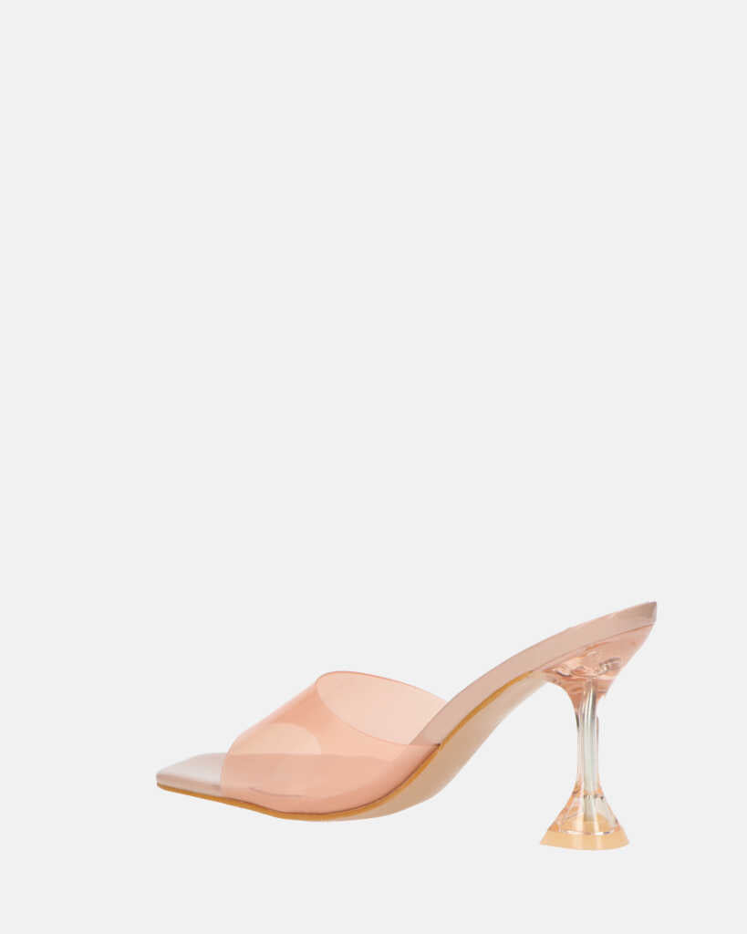 FIAMMA - sandalo con tacco in perspex beige con suola in PU