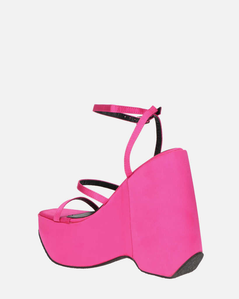 MARIMAR - sandali con zeppa in lycra fucsia