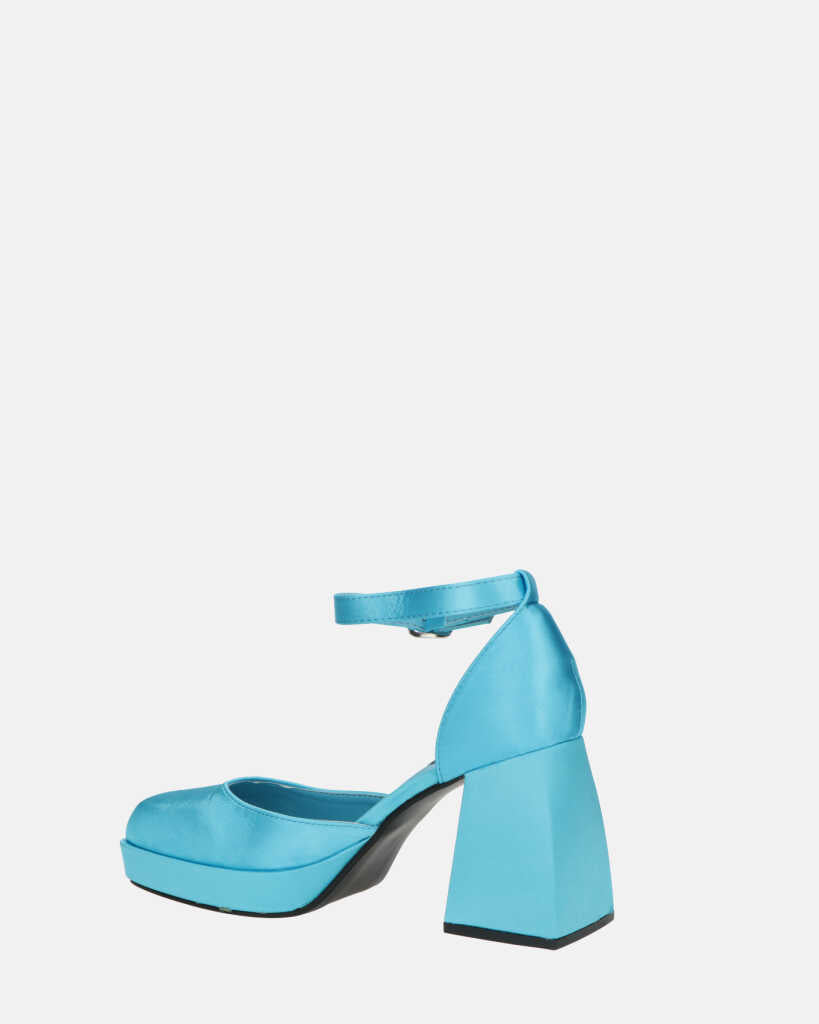 VIDA - scarpe con tacco squadrato in satin blu