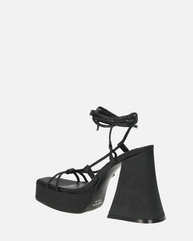 LORINA - sandali con tacco e platform in lycra nero