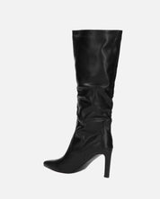 CAROLINE - stivale alto nero con tacco in pelle