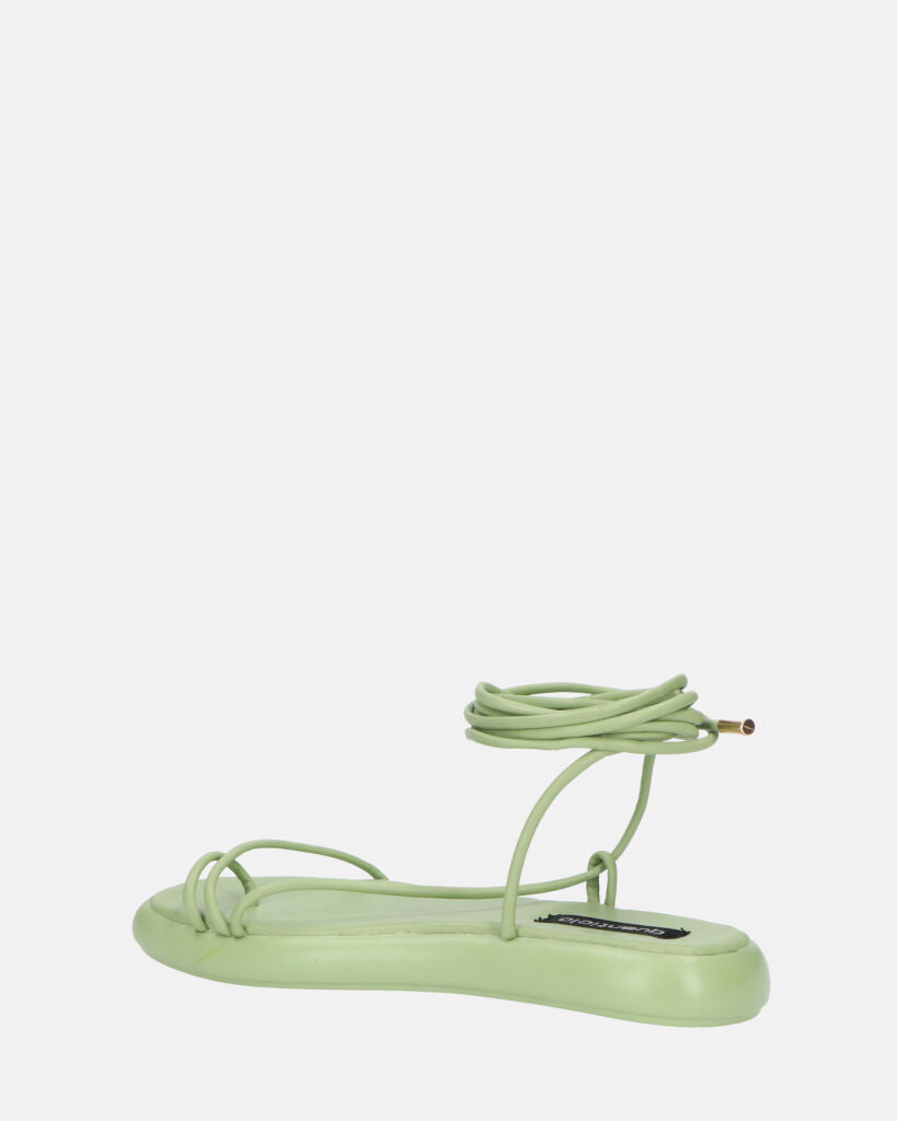 LACEY - sandali infradito bassi verdi con lacci