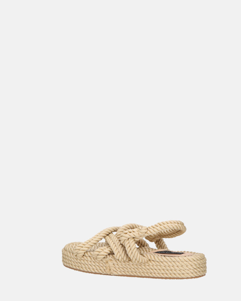 MARIYA - sandales en corde tressée beige