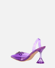 CONSUELO - tacchi in perspex viola con decorazioni in punta